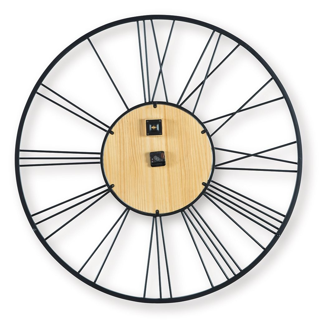 Brockett - Wall Clock - Black / Natural - Hornell Furniture Outlet