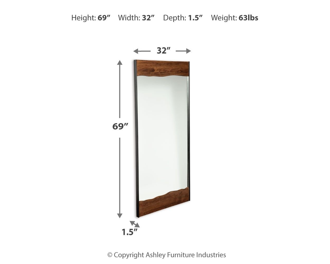 Panchali - Brown / Black - Floor Mirror - Hornell Furniture Outlet