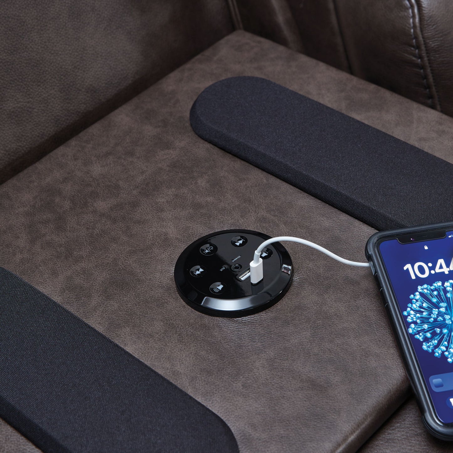 Crossplex - Smoke - Power Recline Sofa With Adjustable Headrest - Hornell Furniture Outlet