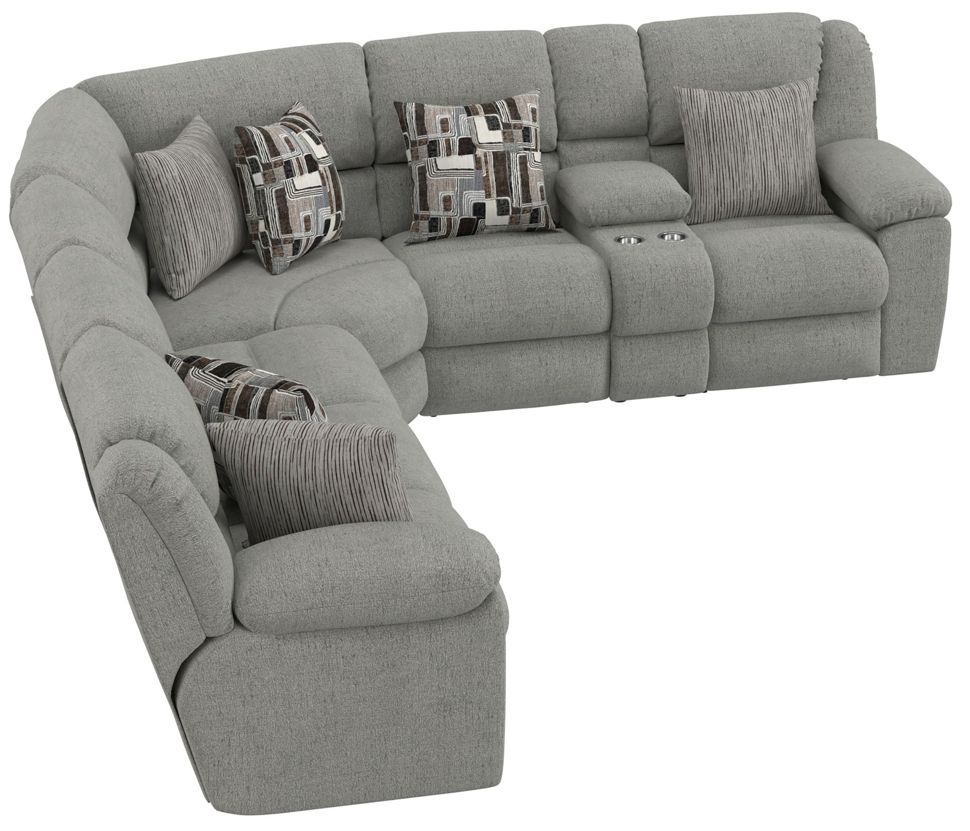 Quinn - 3 Piece Reclining Sectional With 4 Reclining Seats, Storage Arms, Storage Console With Lights, And Drop Down Table - Nature - Hornell Furniture Outlet
