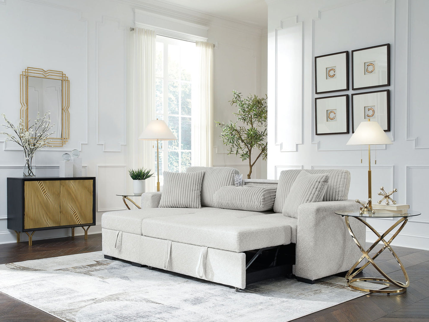 Wohlen - 2 - Piece Sectional With Pop Up Sleeper And LAF Corner Chaise - Alloy - Hornell Furniture Outlet