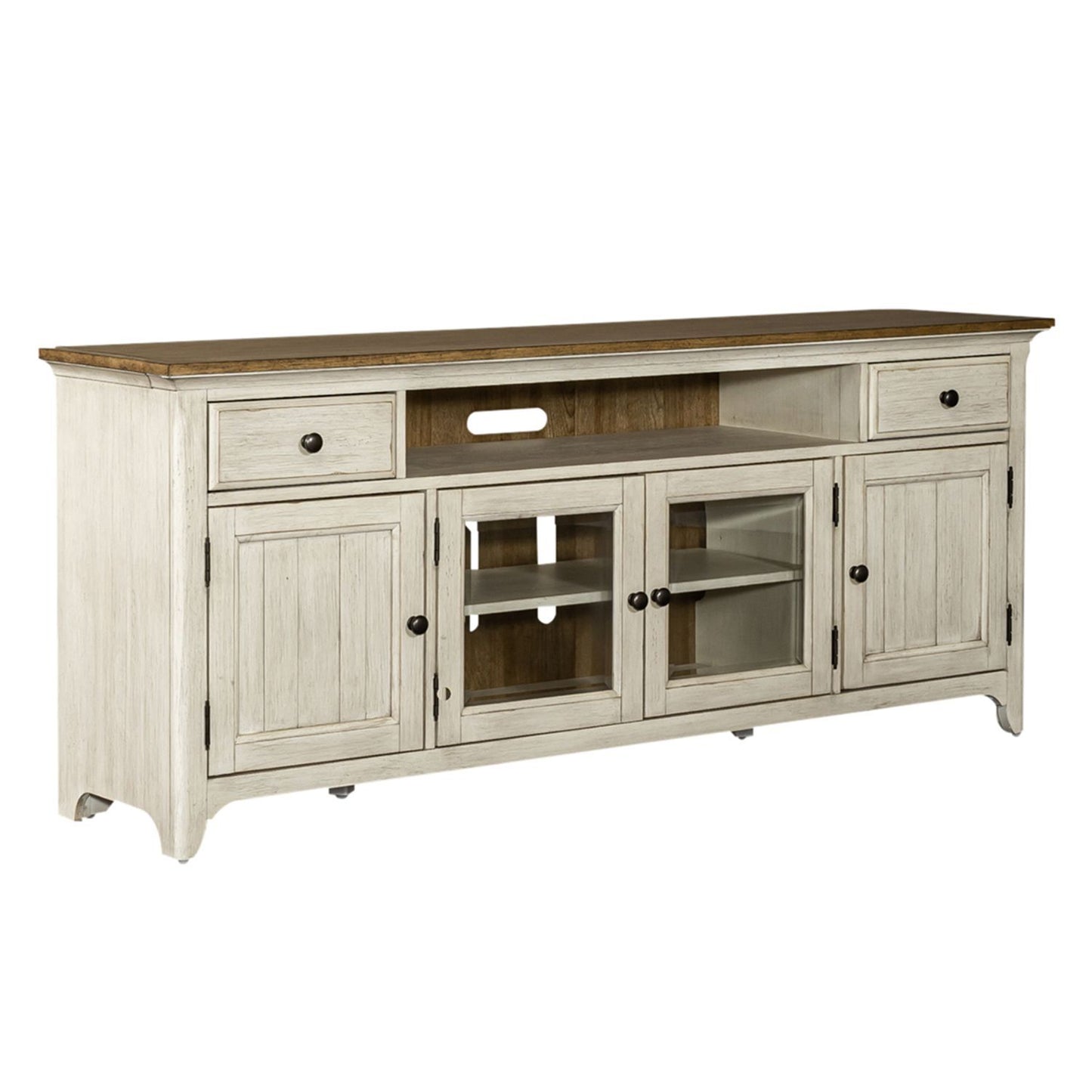 Farmhouse Reimagined - Entertainment 72" TV Stand - White - Hornell Furniture Outlet