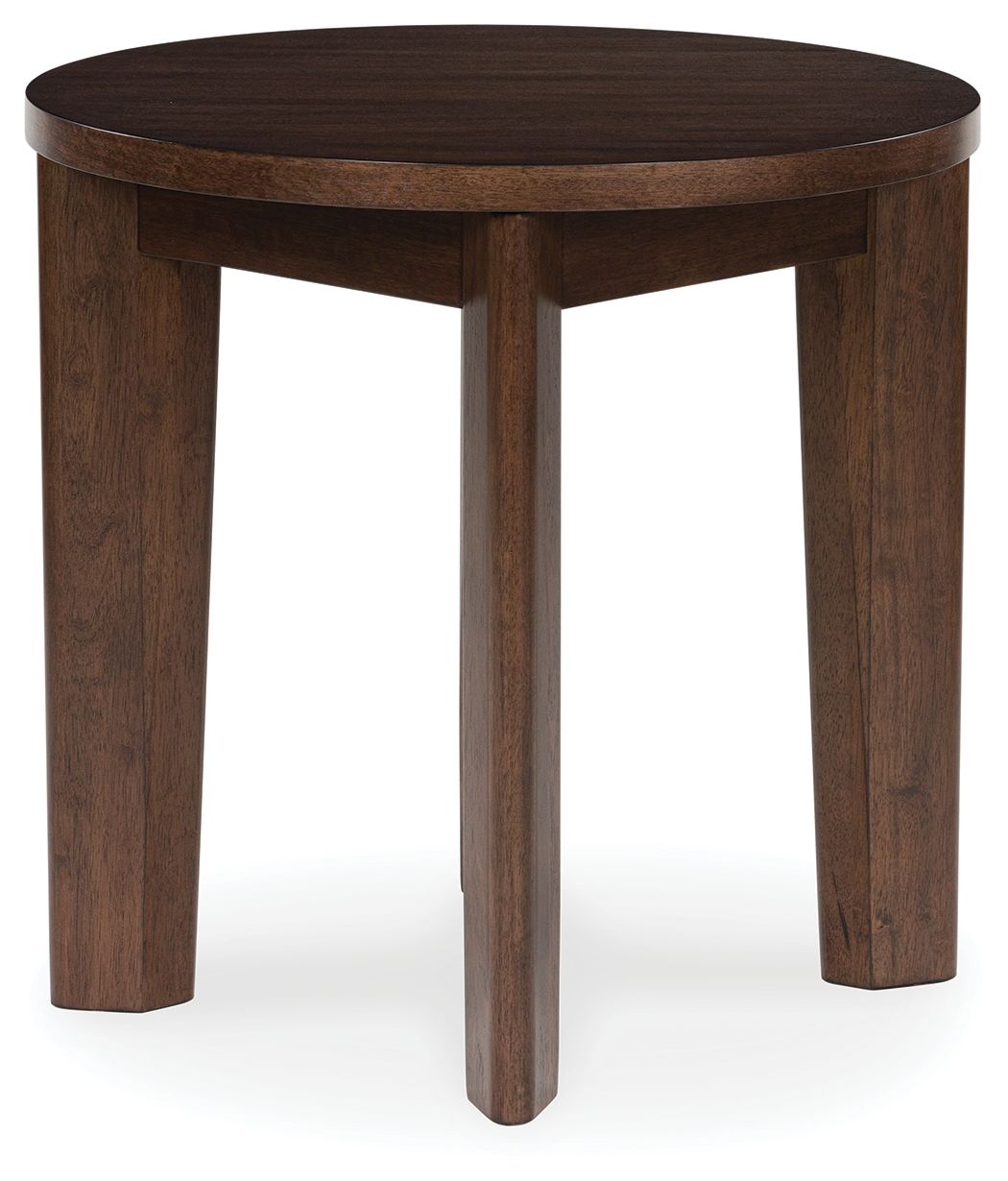 Korestone 2 - Dark Brown - Round End Table - Hornell Furniture Outlet