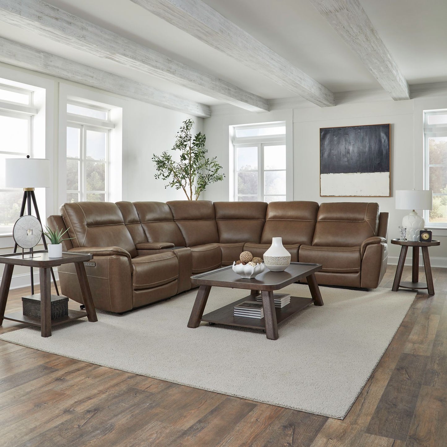 Collins - 6 Piece Sectional - Brown - Hornell Furniture Outlet