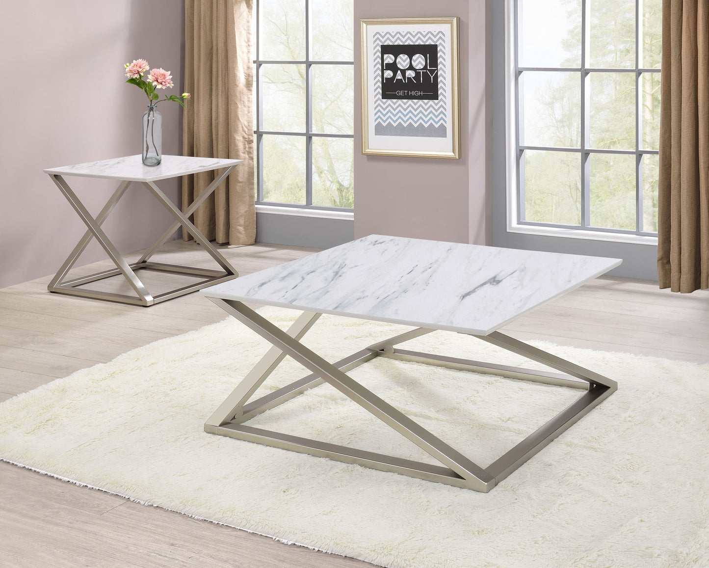 Zurich - 3 Piece Occasional Table Set - White - Hornell Furniture Outlet