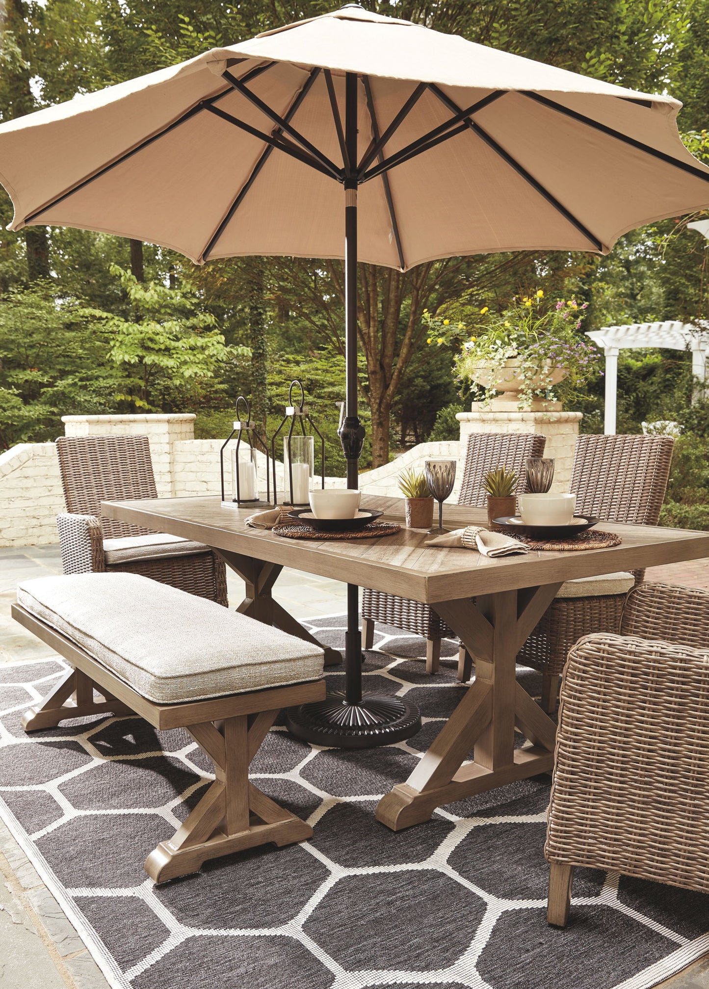 Beachcroft - Rect Dining Table W/Umb Opt - Hornell Furniture Outlet
