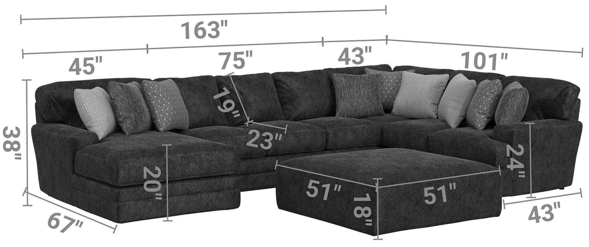 Mammoth - Sectional With Cocktail Ottoman - Hornell Furniture Outlet