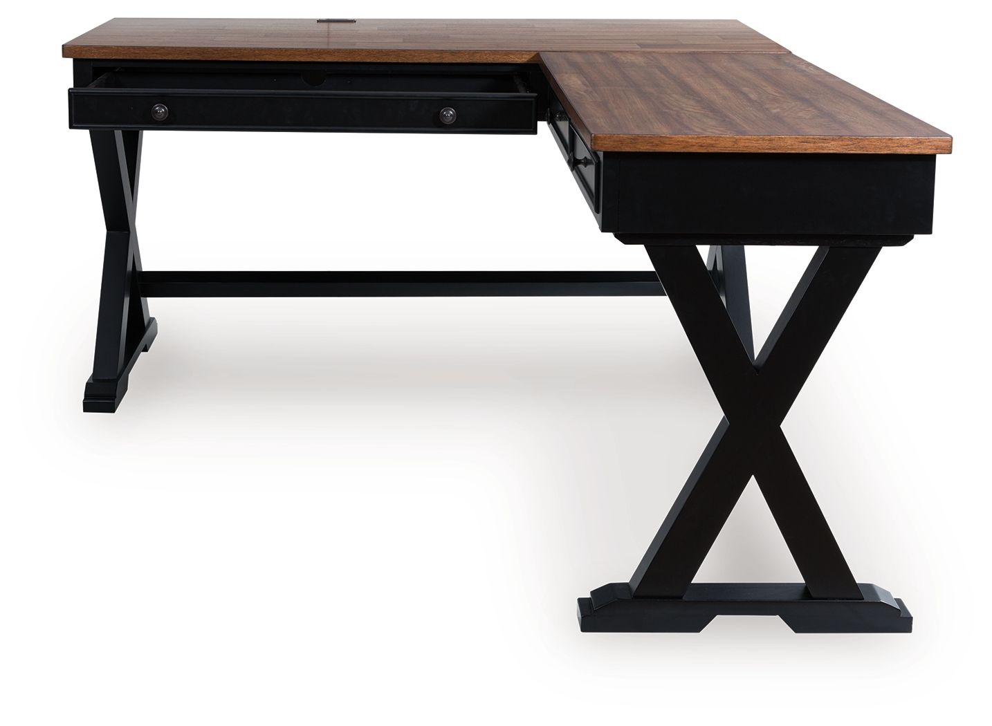 Wildenauer - Brown / Black - Home Office Desk And Return - Hornell Furniture Outlet