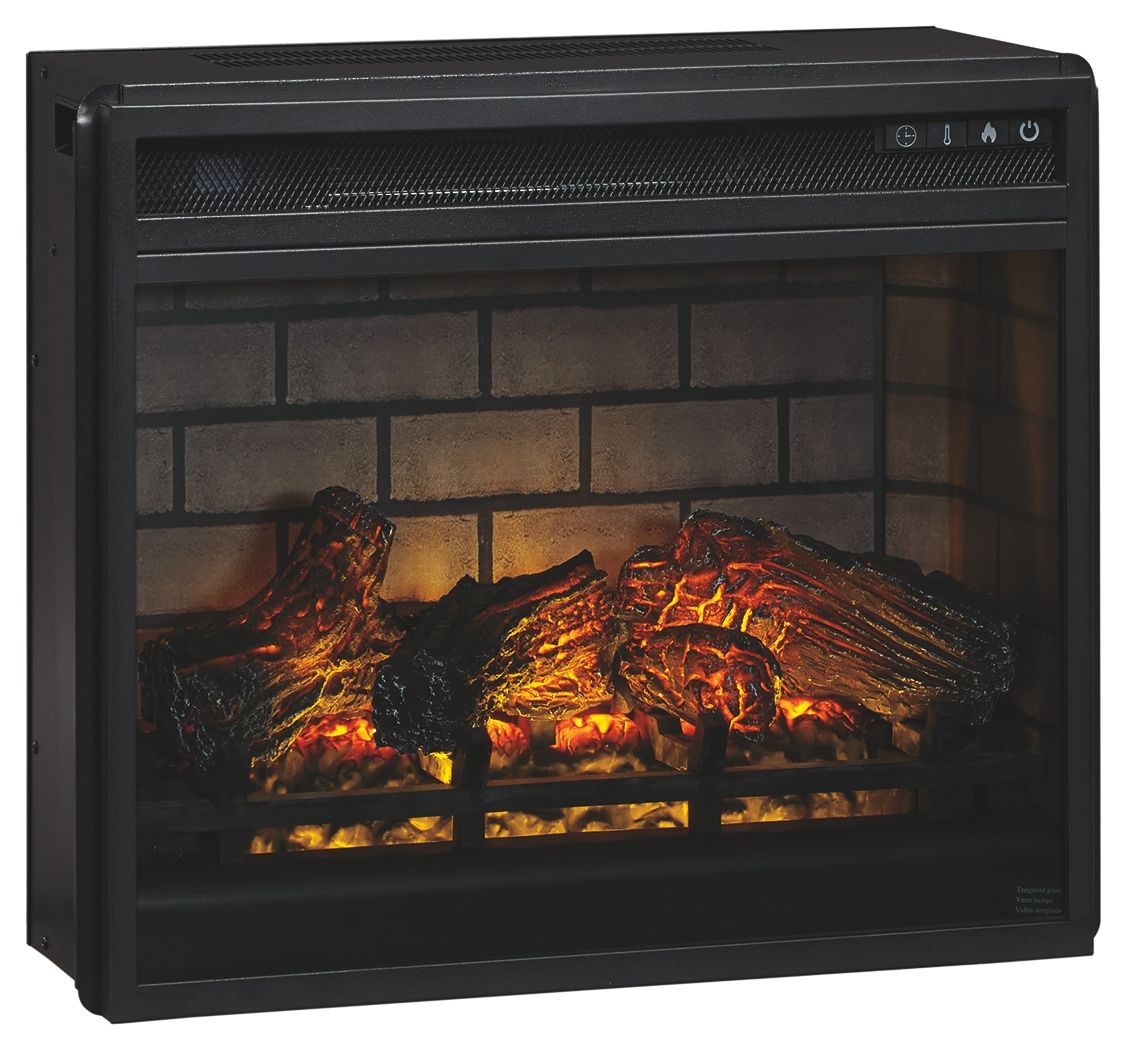 Willowton - Whitewash - 2 Pc. - TV Stand with Faux Firebrick Fireplace Insert - Hornell Furniture Outlet