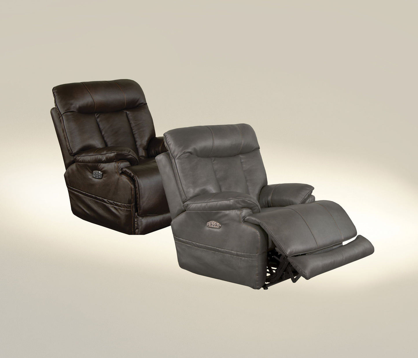 Naples - Power Lay Flat Recliner With Extended Ottoman - Chocolate - Hornell Furniture Outlet