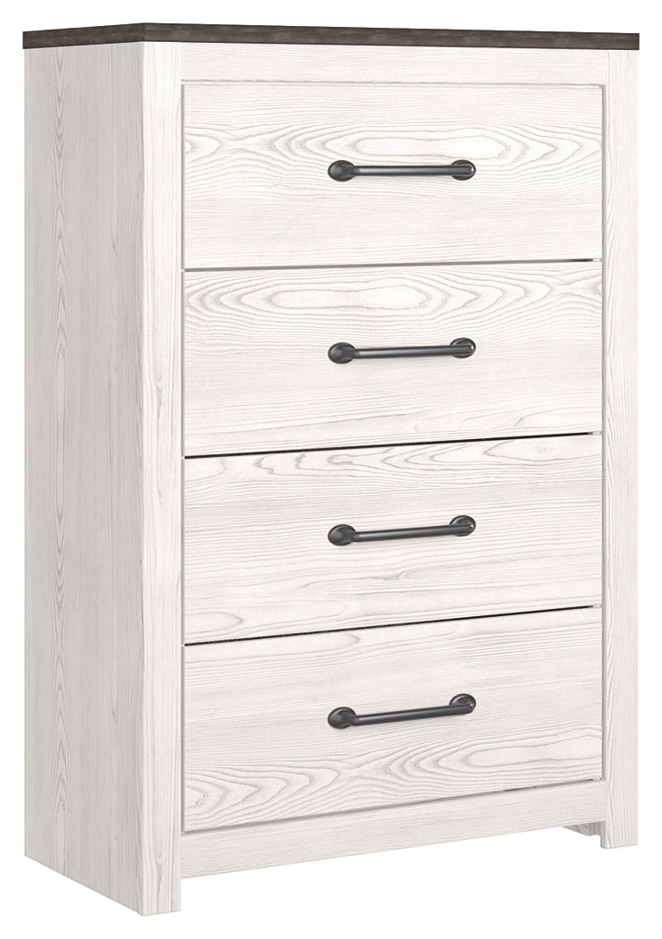 Gerridan - White / Gray - Four Drawer Chest - Hornell Furniture Outlet
