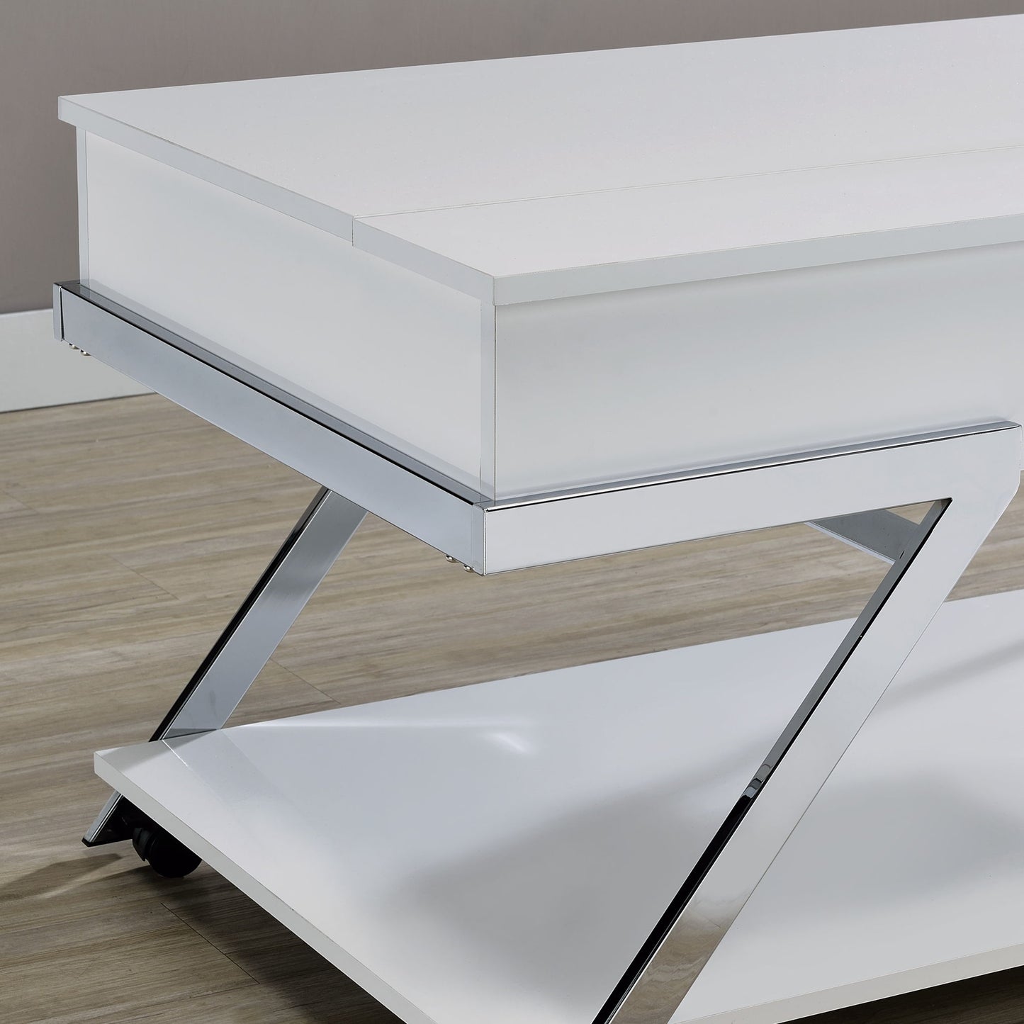 Zena - Lift - Top Cocktail Table With Casters - White - Hornell Furniture Outlet