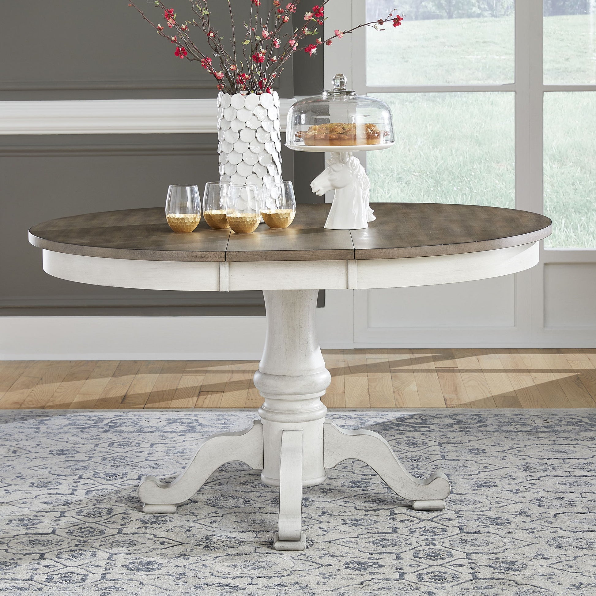 Ocean Isle - Pedestal Table - Antique White - Hornell Furniture Outlet