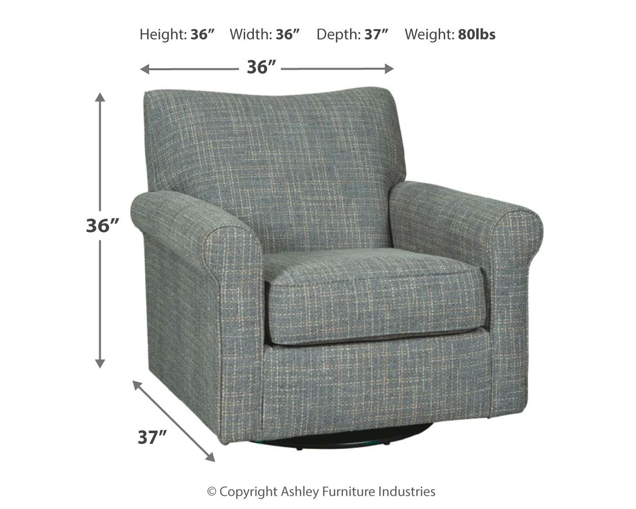 Renley - Ash - Swivel Glider Accent Chair - Hornell Furniture Outlet