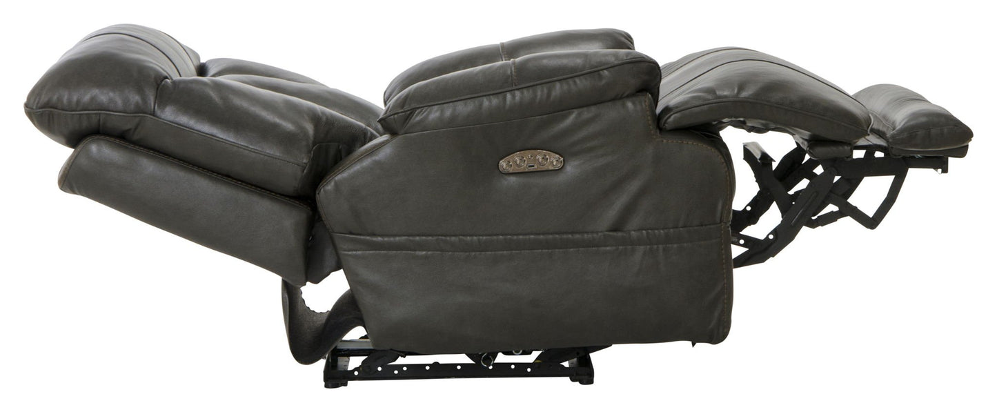 Naples - Power Lay Flat Recliner With Extended Ottoman - Chocolate - Hornell Furniture Outlet