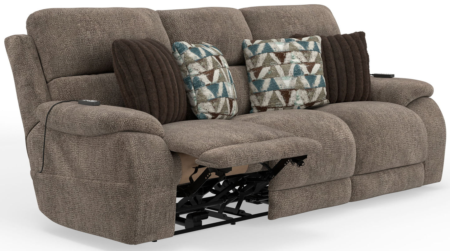 Joya - Zero Gravity Power Reclining Sofa With Power Adjustable Headrest And CR3 Heat/Massage/Lumbar - Mushroom - Hornell Furniture Outlet