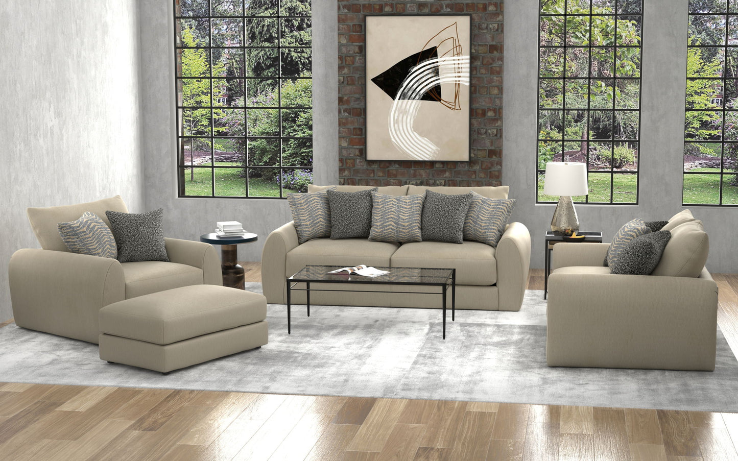 Ezra - Ottoman - Twine - Hornell Furniture Outlet