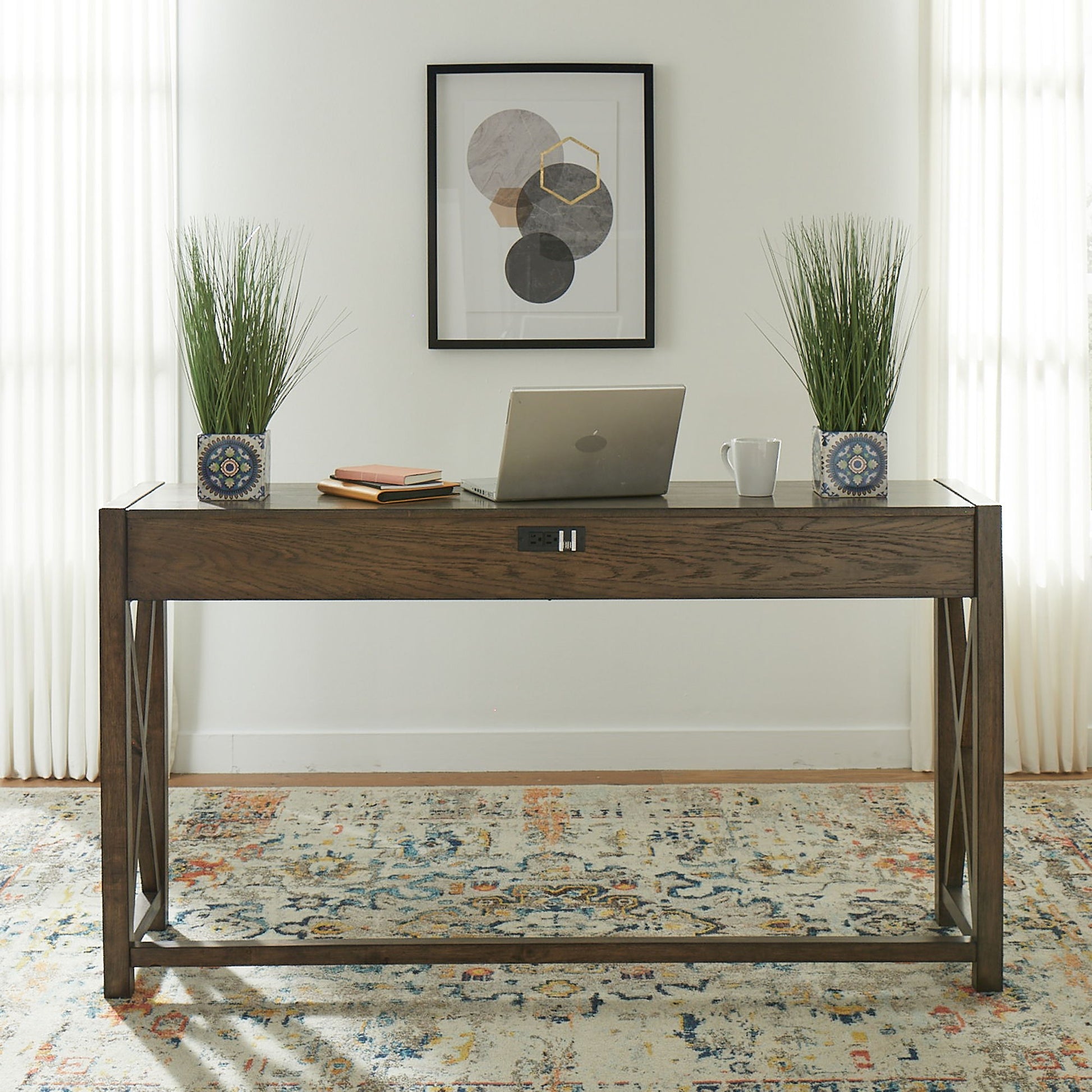 Lennox - Console Bar Table - Dark Brown - Hornell Furniture Outlet
