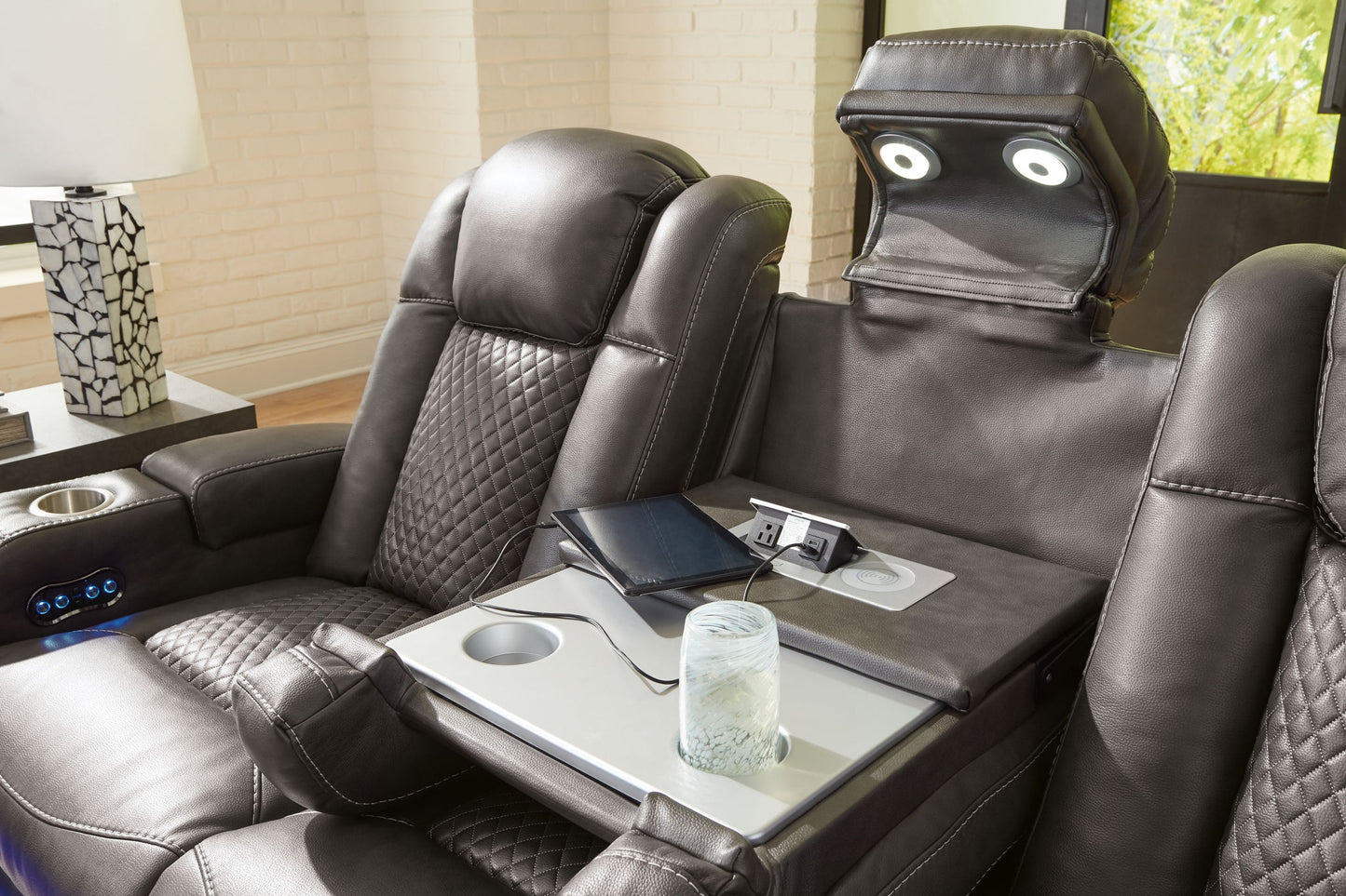 Fyne - dyme - Power Reclining Sofa With Adj Headrest - Hornell Furniture Outlet