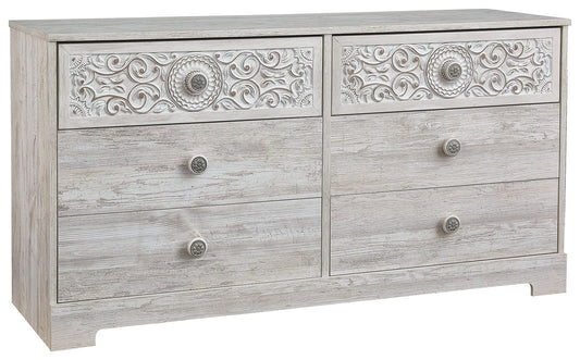 Paxberry - Whitewash - Six Drawer Dresser - Vinyl - Wrapped - Hornell Furniture Outlet