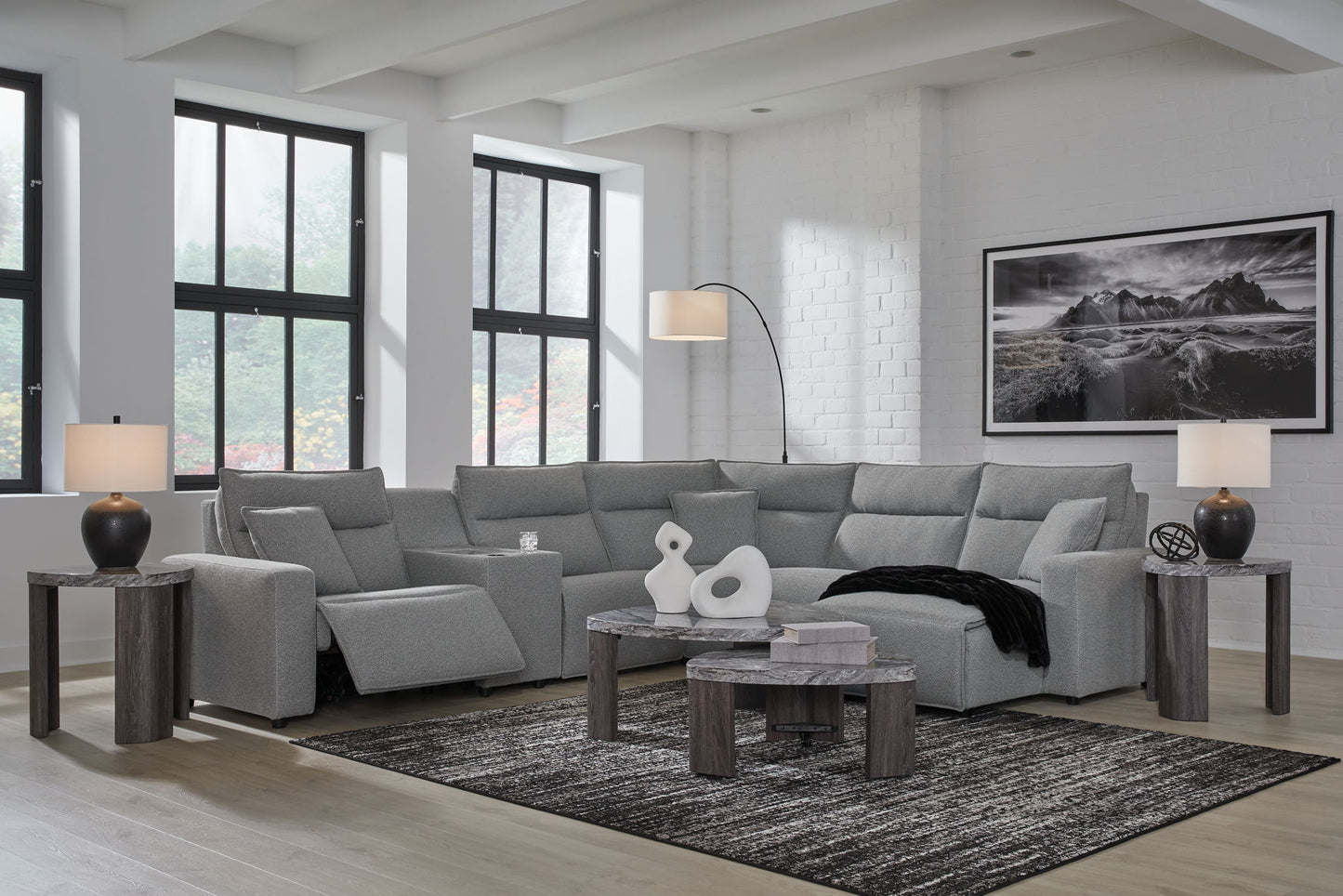 ModMax II - Salt And Pepper - Reclining Sectional - Hornell Furniture Outlet