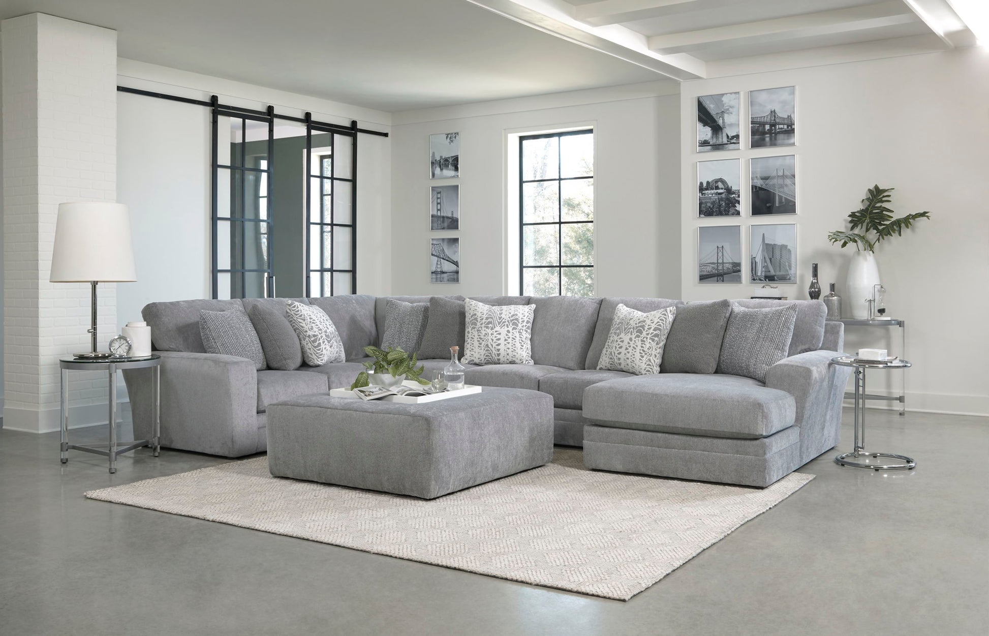 Glacier - Sectional With Cocktail Ottoman - Hornell Furniture Outlet
