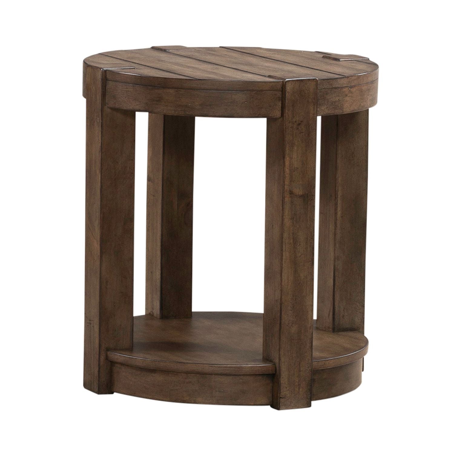 Broadmore - Round Chairside Table - Brown - Hornell Furniture Outlet