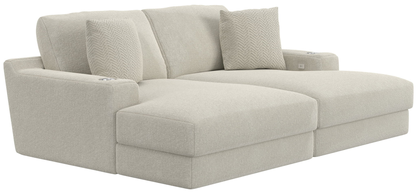 Cozy - 2 Piece Double Wide Chaise With USB Charging Ports - Hornell Furniture Outlet