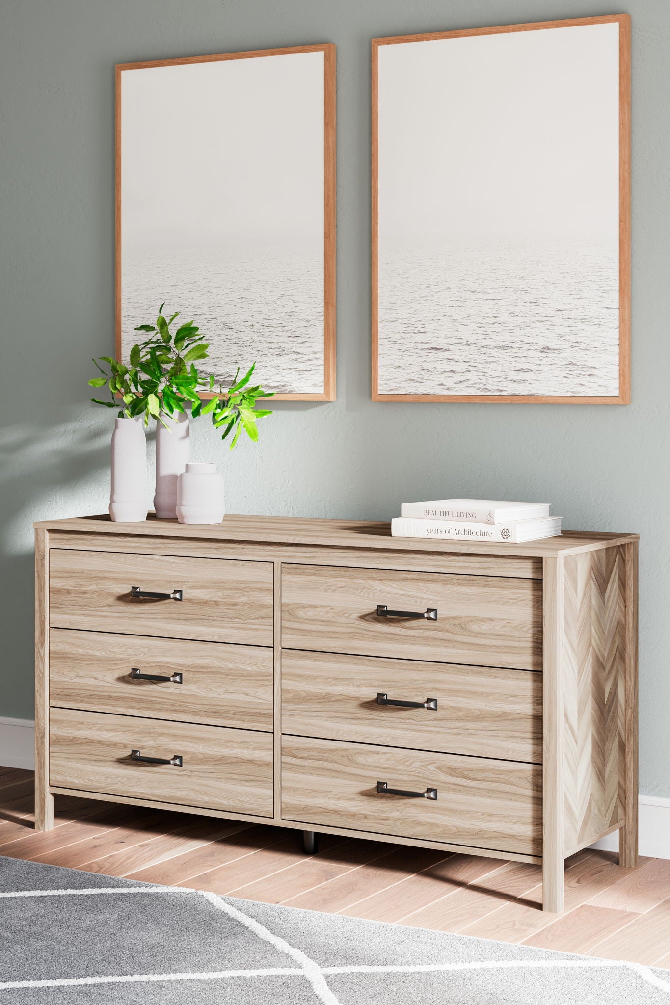 Battelle - Tan - Six Drawer Dresser - Hornell Furniture Outlet