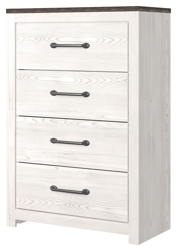 Gerridan - White / Gray - Four Drawer Chest - Hornell Furniture Outlet