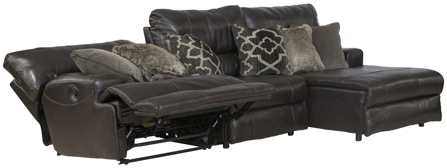 Como - 3 Piece Italian Leather Match Reclining Sectional - Hornell Furniture Outlet