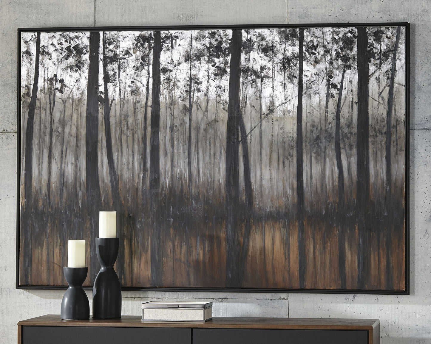 Philyra - Black / Orange / Silver - Wall Art - Hornell Furniture Outlet