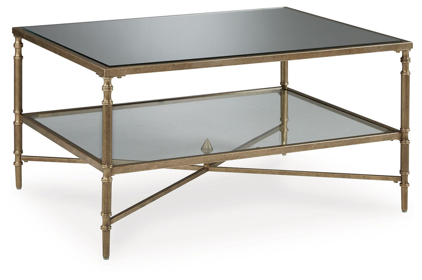Cloverty - Aged Gold Finish - Rectangular Cocktail Table - Hornell Furniture Outlet