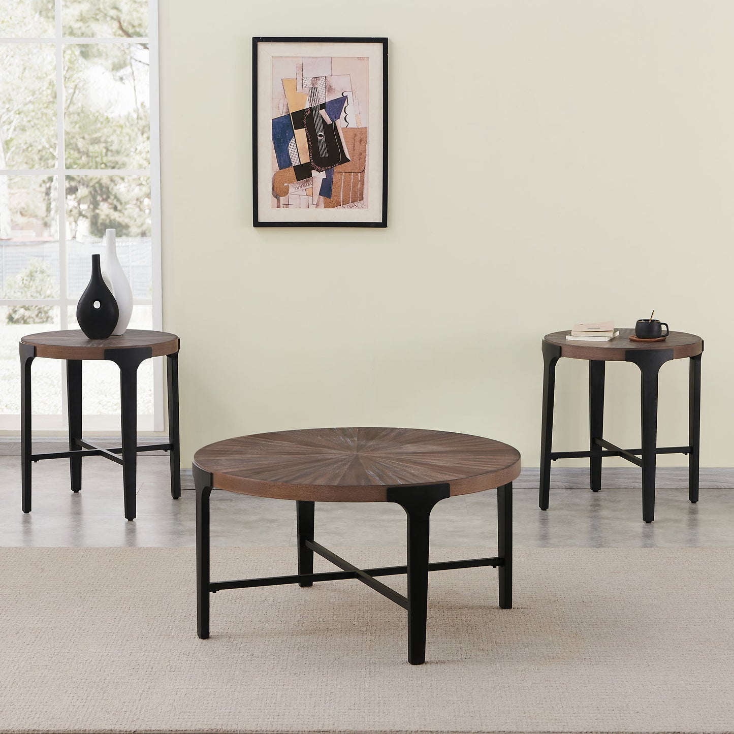 Chevron - Round Cocktail Table - Brown - Hornell Furniture Outlet