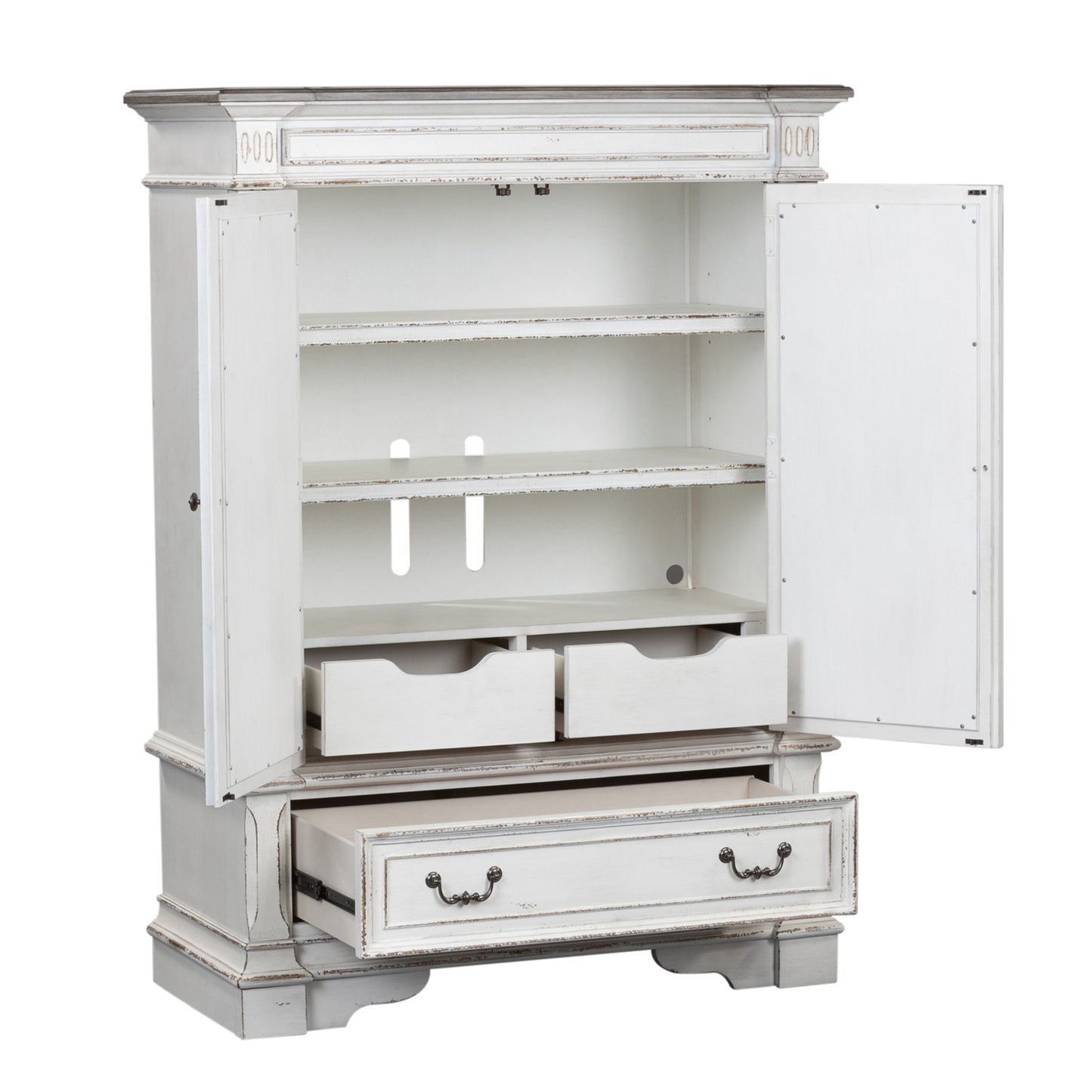Abbey Park - Mirrored Door Chest - White - Hornell Furniture Outlet