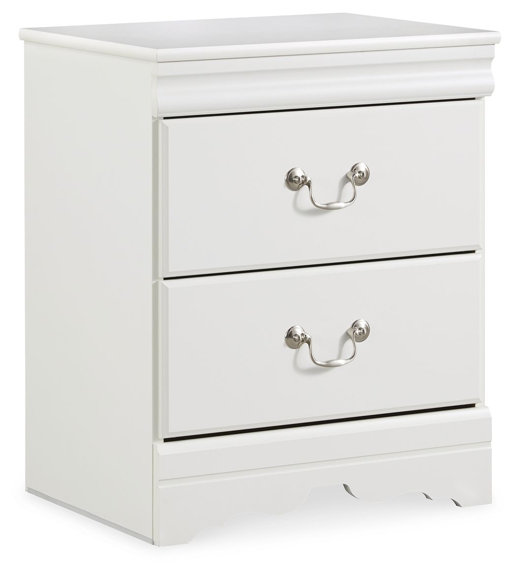 Anarasia - White - Two Drawer Night Stand - Hornell Furniture Outlet