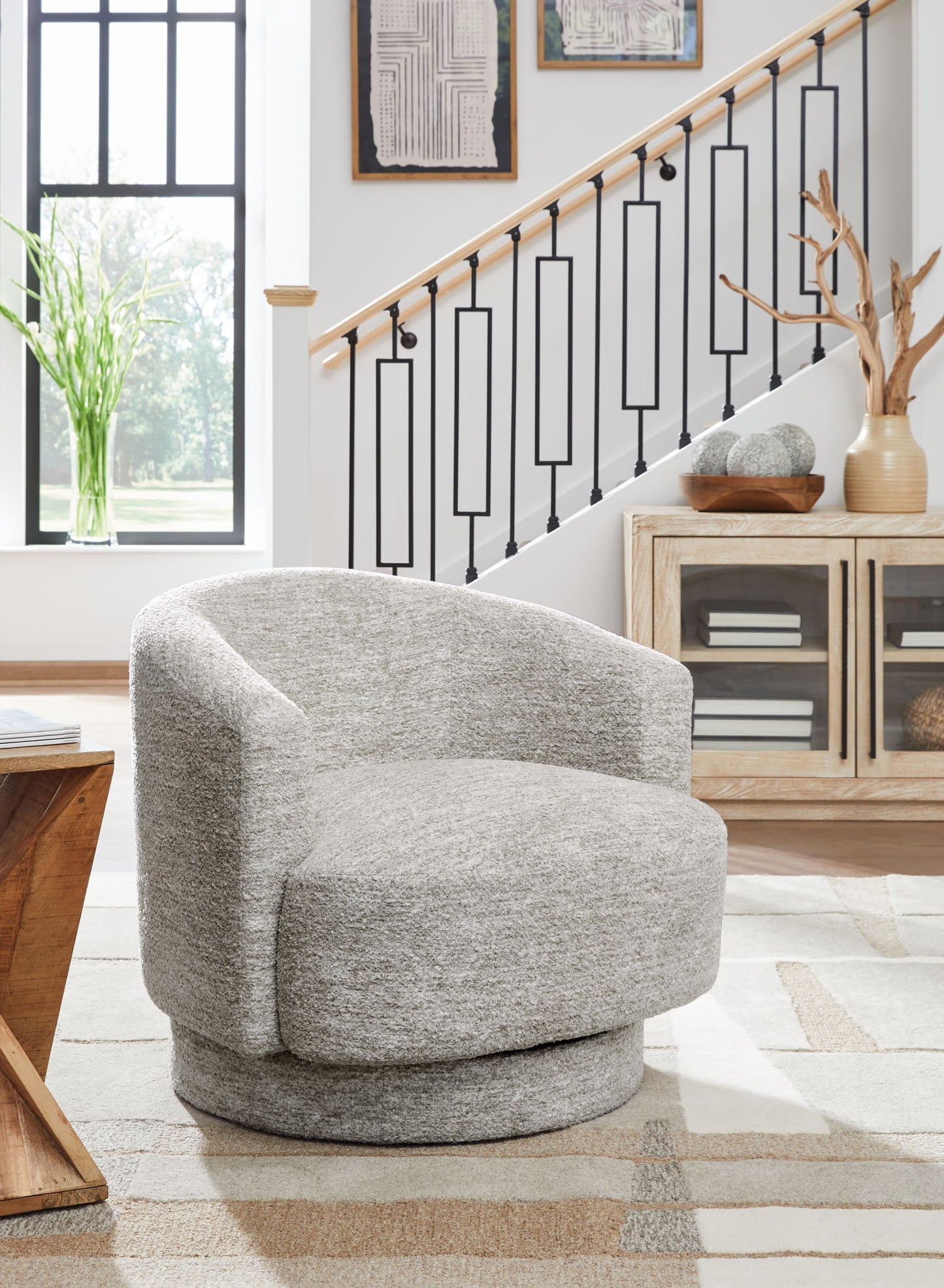 Wardsor - Stone - Swivel Chair - Hornell Furniture Outlet