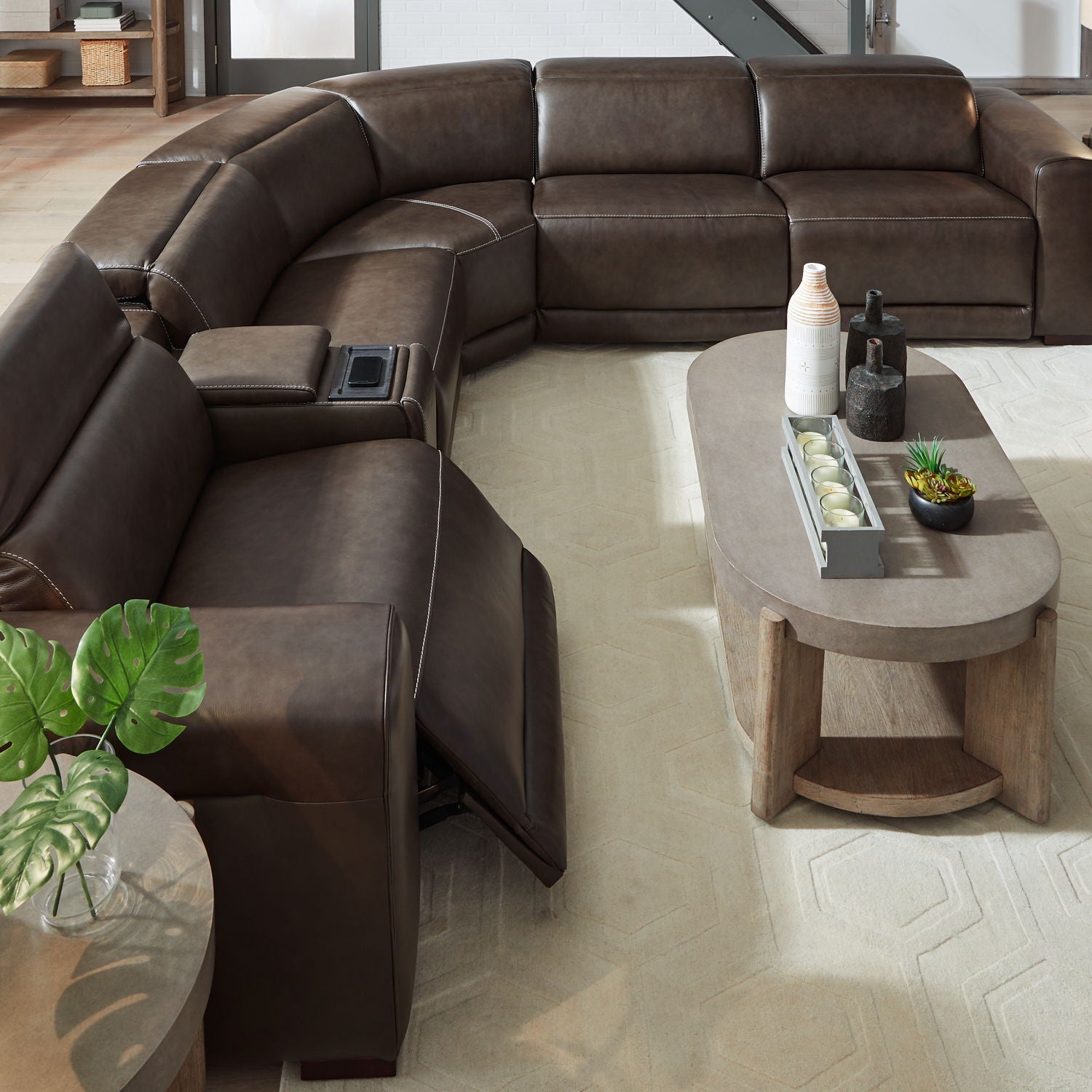 Deacon - 6 Piece Sectional - Boston Charcoal Leather - Hornell Furniture Outlet