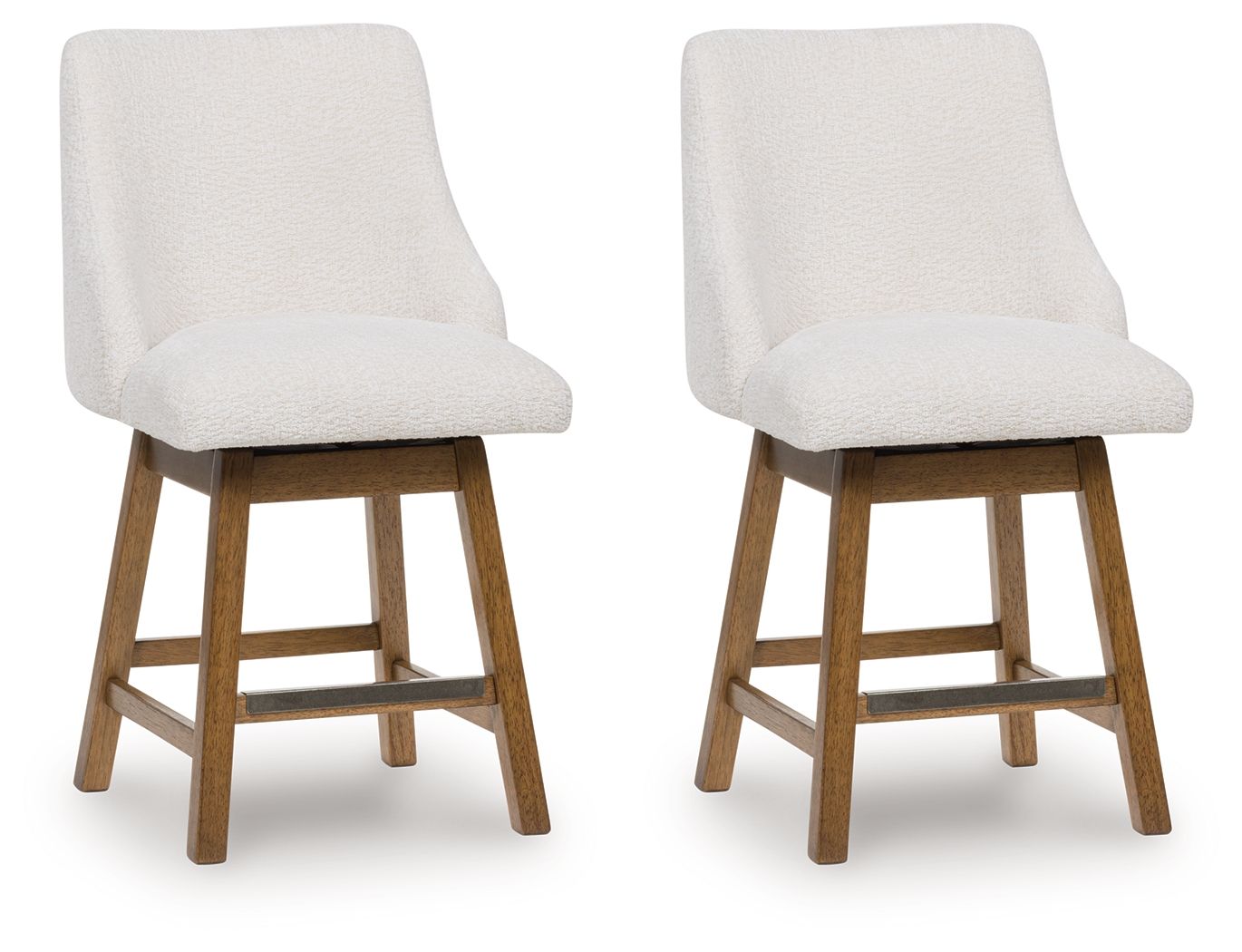 Cabalynn - Oatmeal / Light Brown - Upholstered Swivel Barstool (Set of 2) - Hornell Furniture Outlet