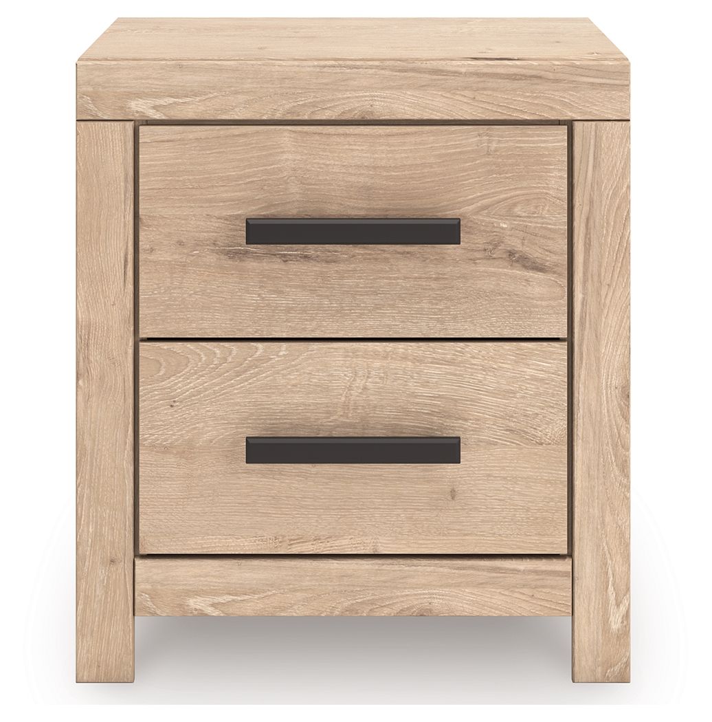 Sanginlane - Tan - Two Drawer Night Stand - Hornell Furniture Outlet