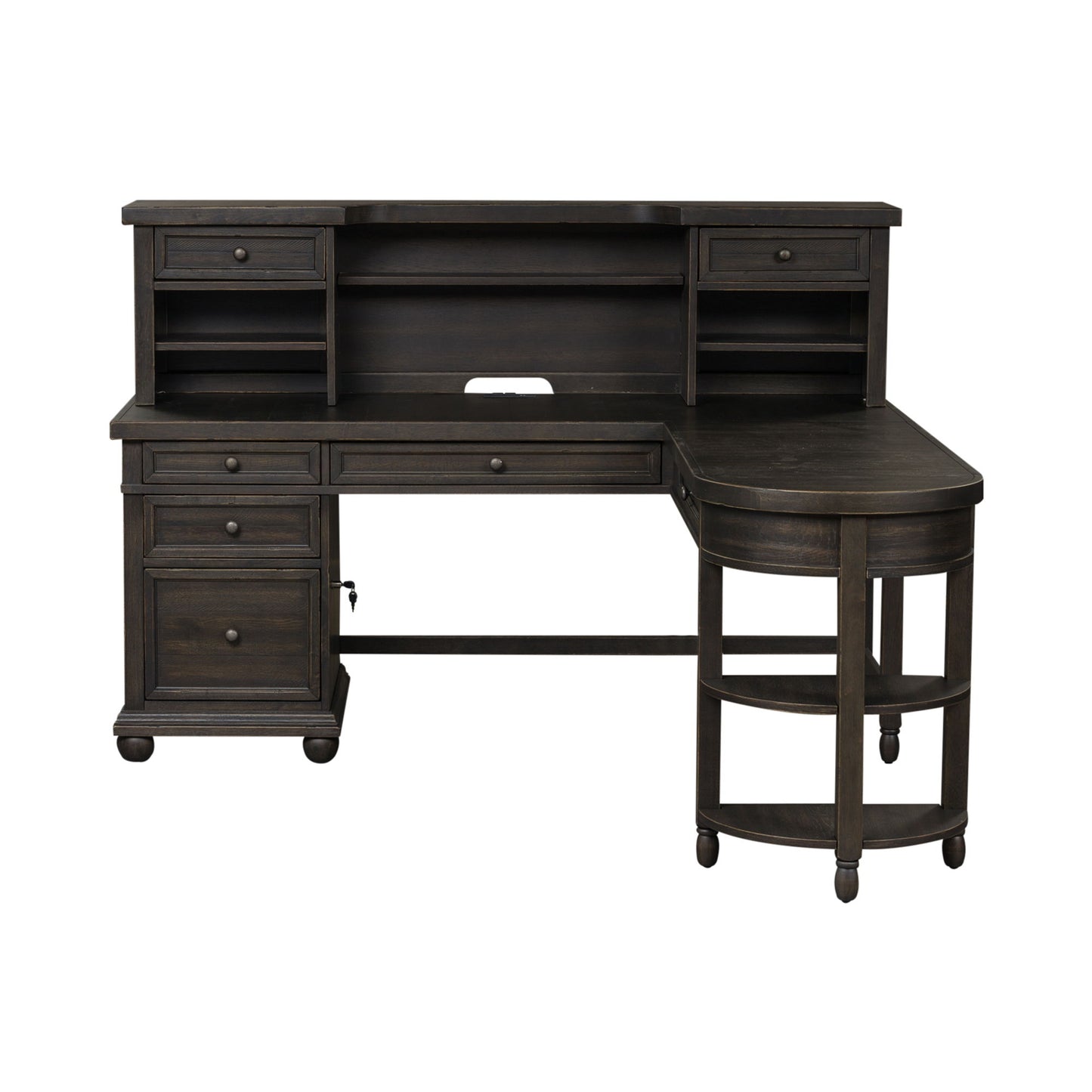 Harvest Home - L Shaped Desk Set With Hutch - Black - Hornell Furniture Outlet