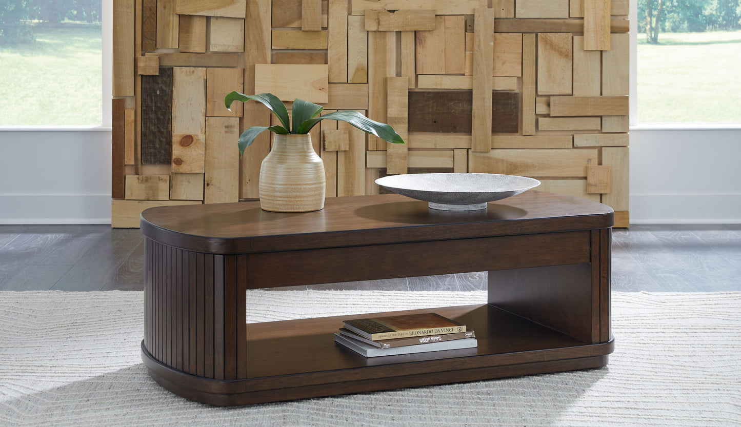 Korestone - Dark Brown - Lift Top Cocktail Table - Hornell Furniture Outlet
