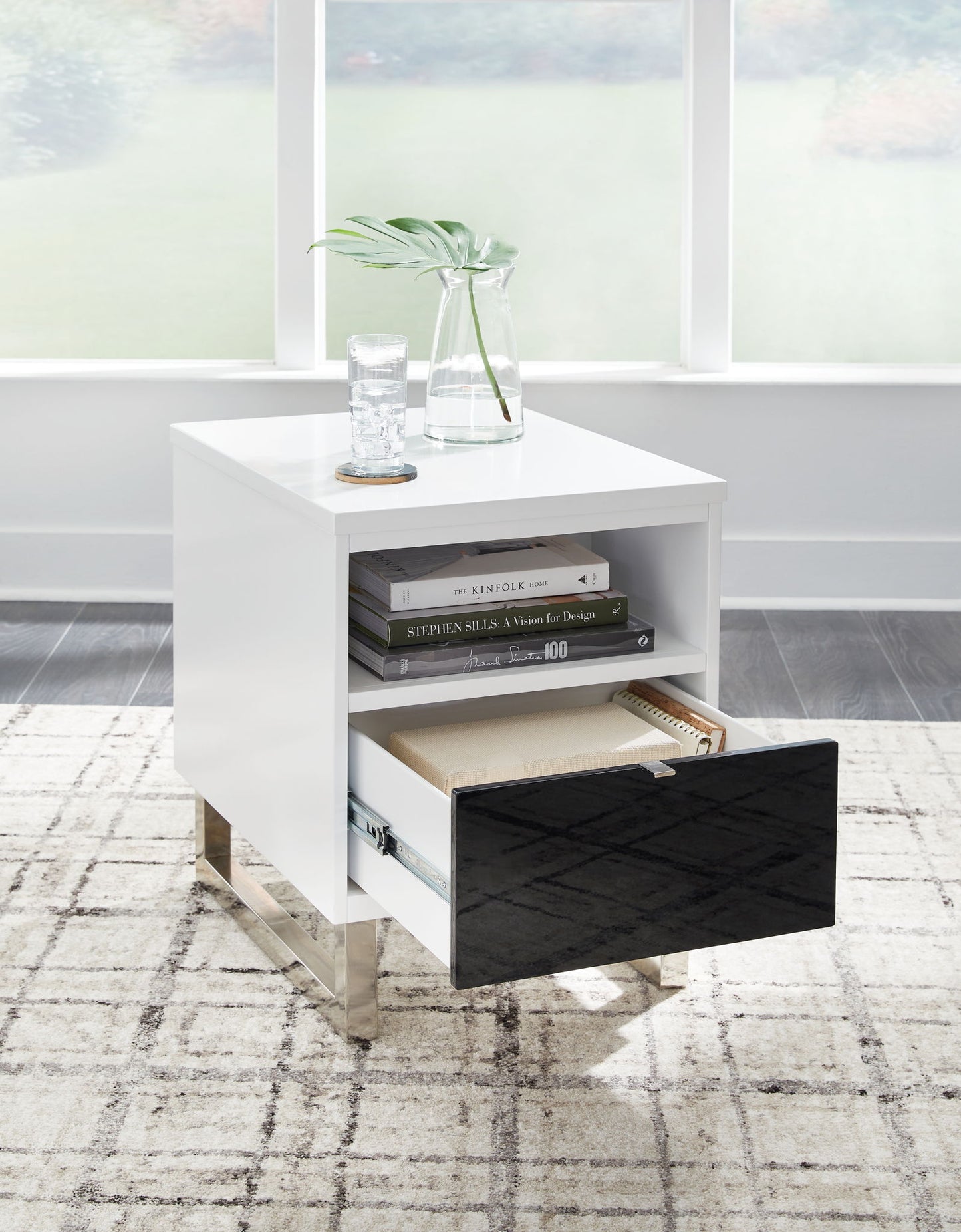 Gardoni - White / Black - Chair Side End Table - Hornell Furniture Outlet