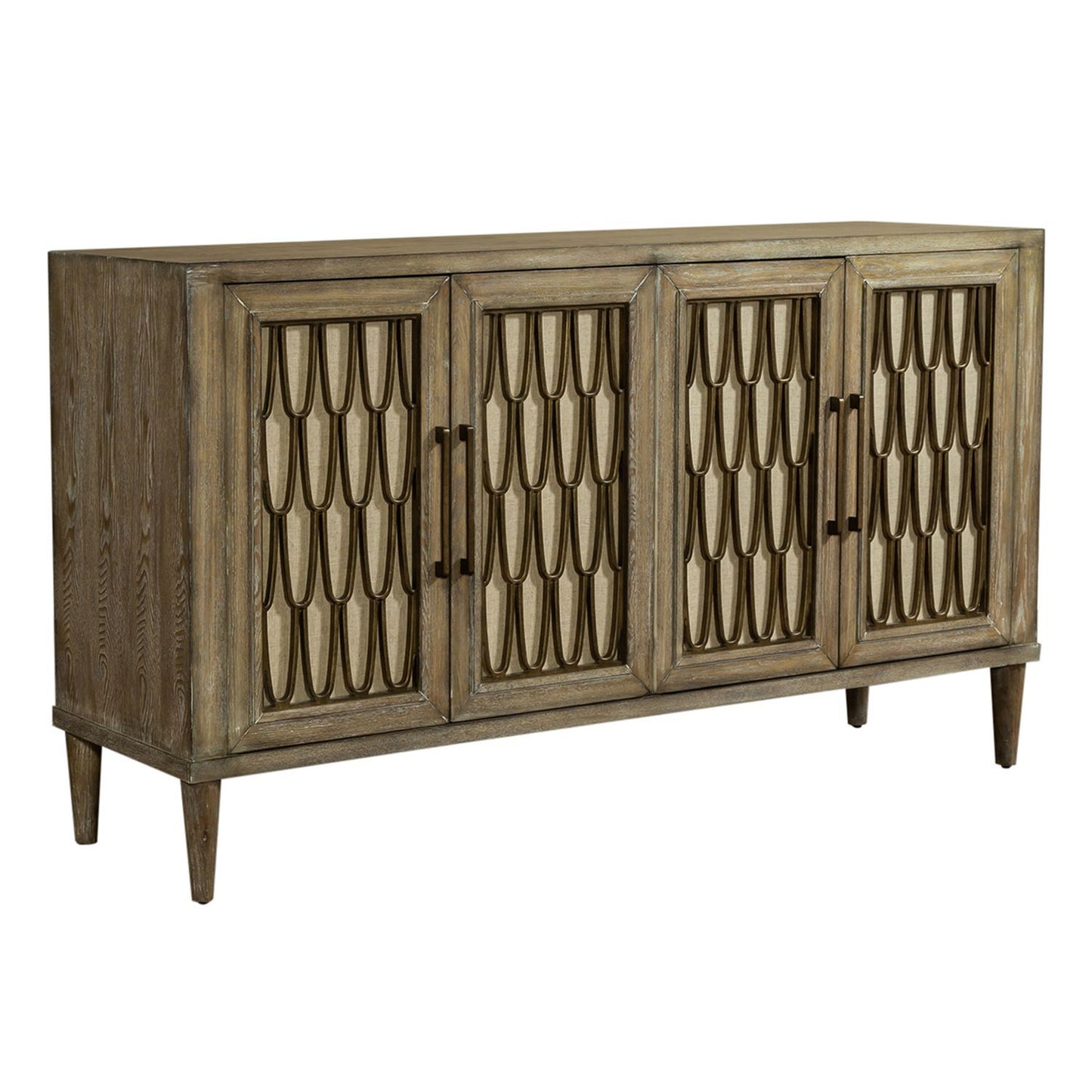 Devonshire - 4 Door Accent Cabinet - Light Brown - Hornell Furniture Outlet