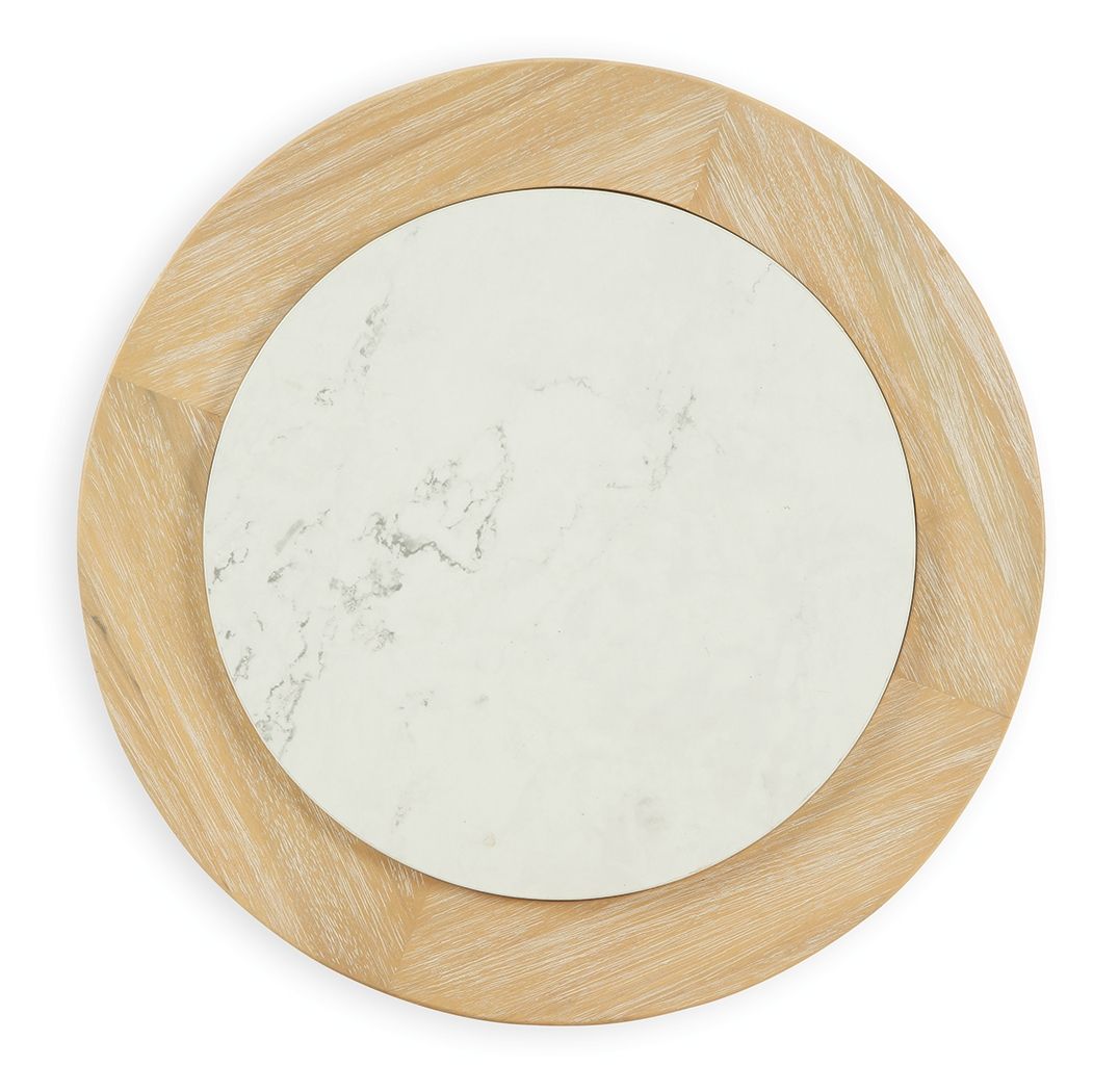 Camdill - Light Brown / White - Round End Table - Hornell Furniture Outlet