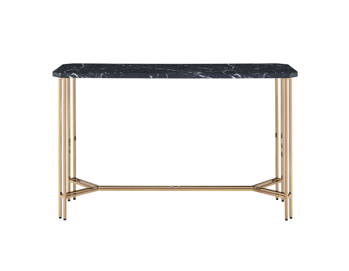 Daxton - Faux Marble Top Sofa Table - Black - Hornell Furniture Outlet