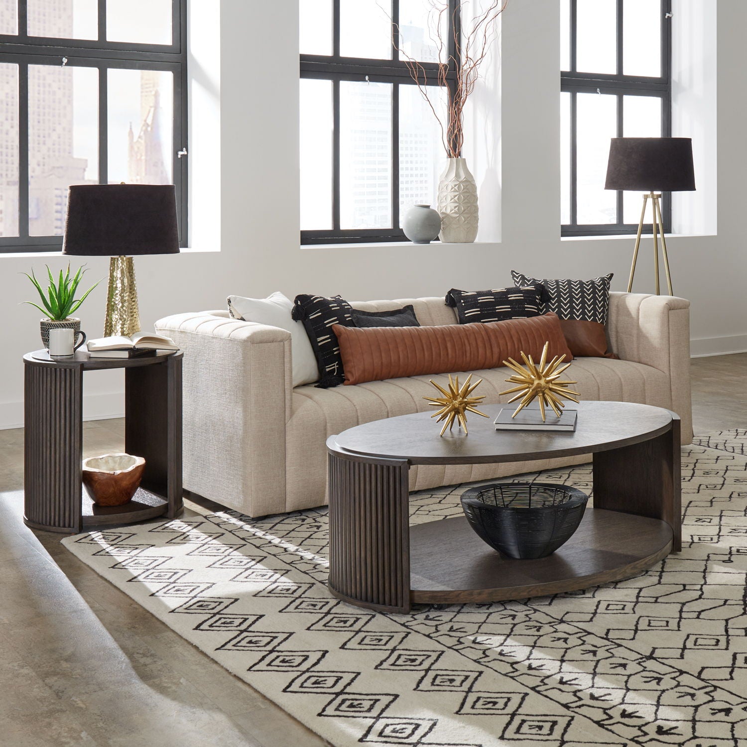 City View - 3 Piece Table Set (1 Cocktail 2 Round End Tables) - Coffee Bean - Hornell Furniture Outlet