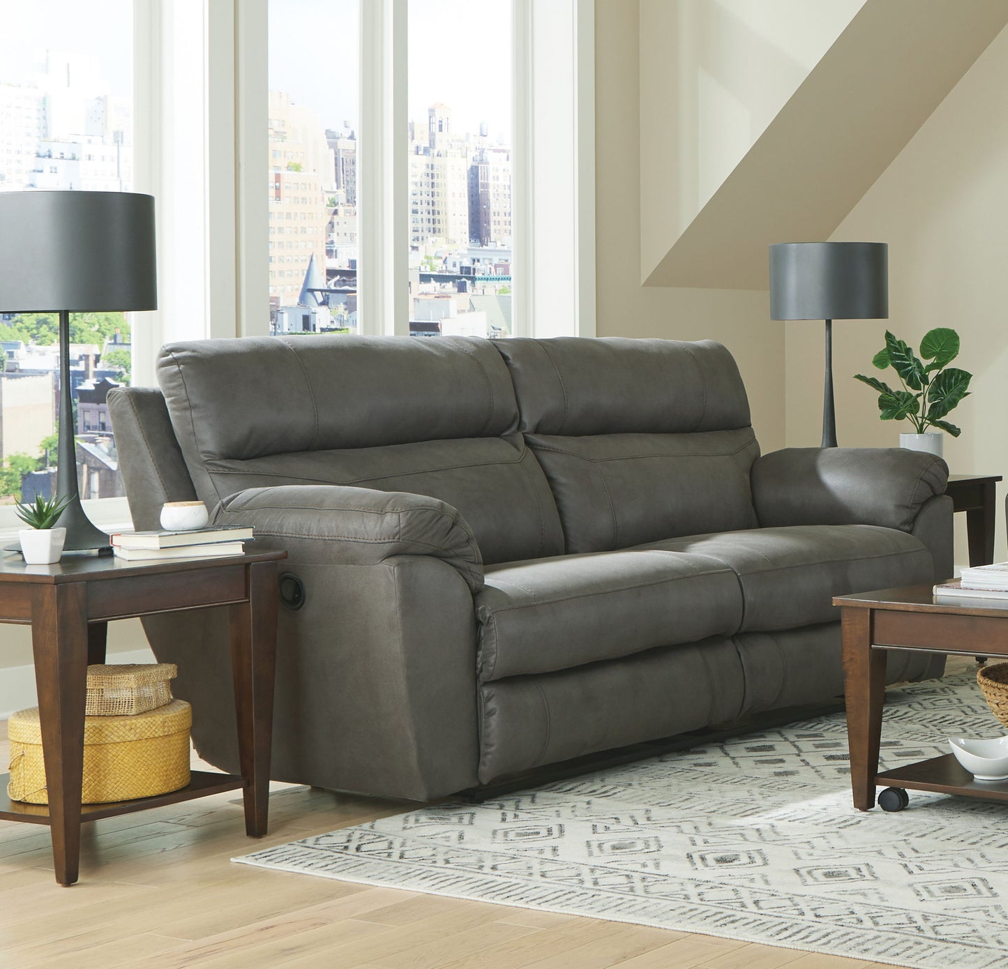 Atlas - Reclining Sofa - Charcoal - Hornell Furniture Outlet