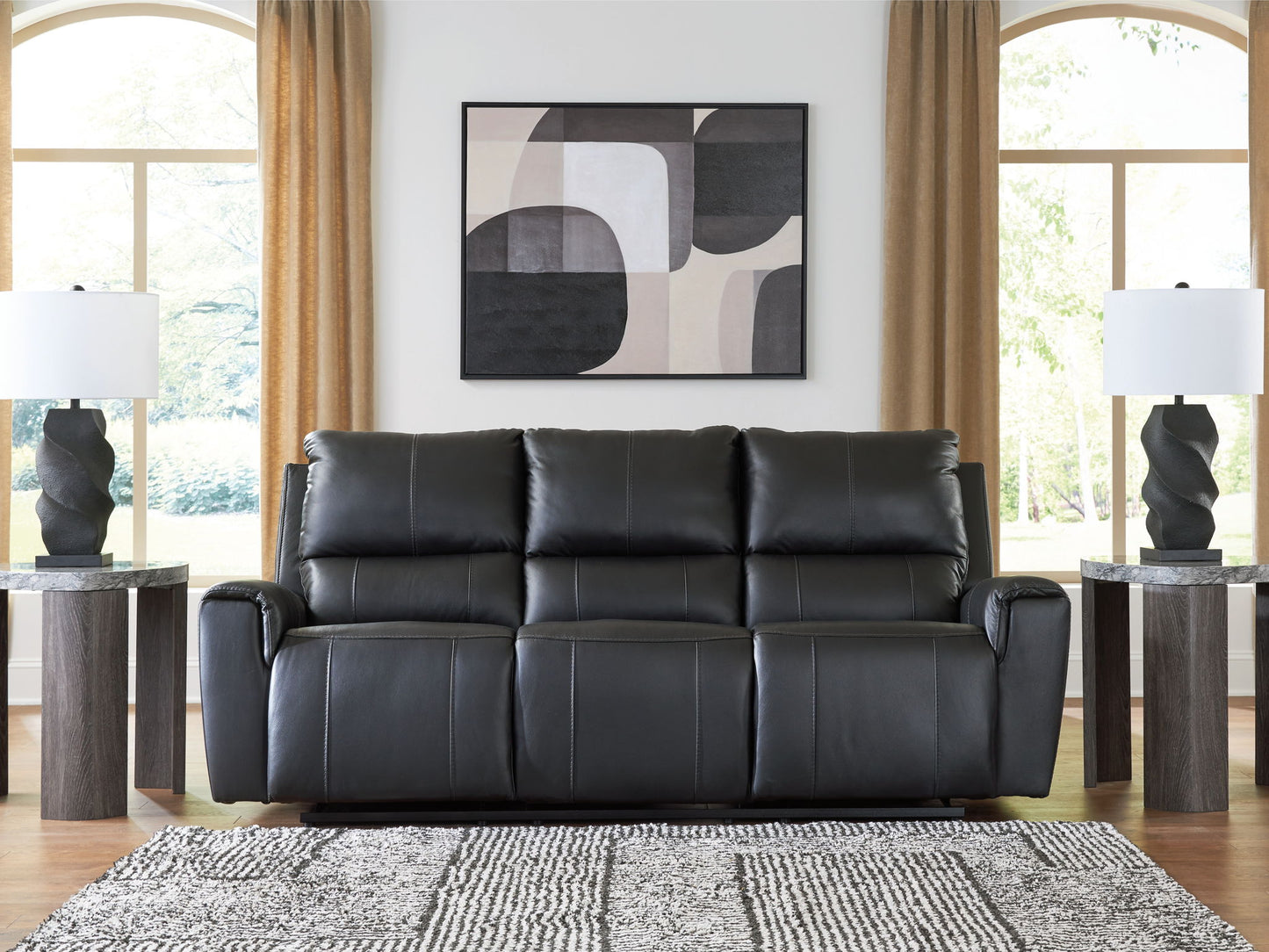 Glossmore - Black - Reclining Sofa - Hornell Furniture Outlet