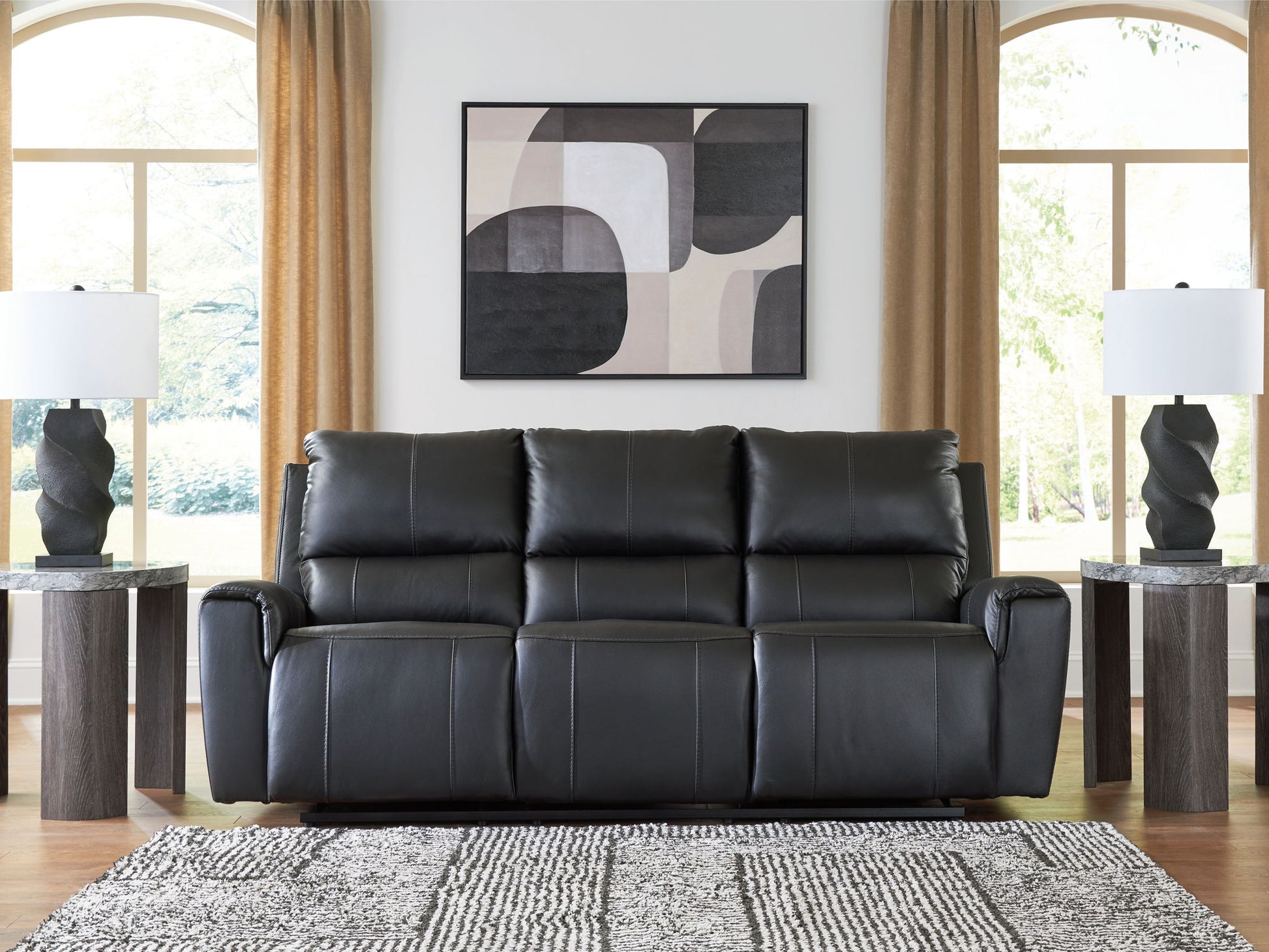 Glossmore - Black - Reclining Sofa - Hornell Furniture Outlet